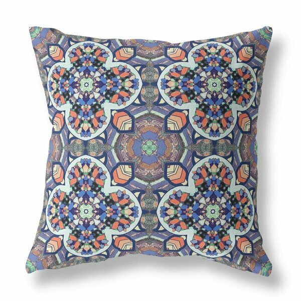 Palacedesigns 26 in. Cloverleaf Indoor Outdoor Zippered Throw Pillow Gray Blue & Orange PA3111285